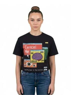 "Cancel Me" Internet Brain Meme Graphic T-Shirt - Depop Aesthetics Black Tee M